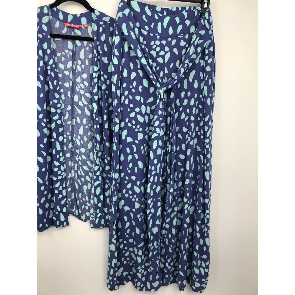 All Worthy Hunter McGrady Printed Duster Cardigan Medium Wide Leg Pant 14 - Picture 4 of 8